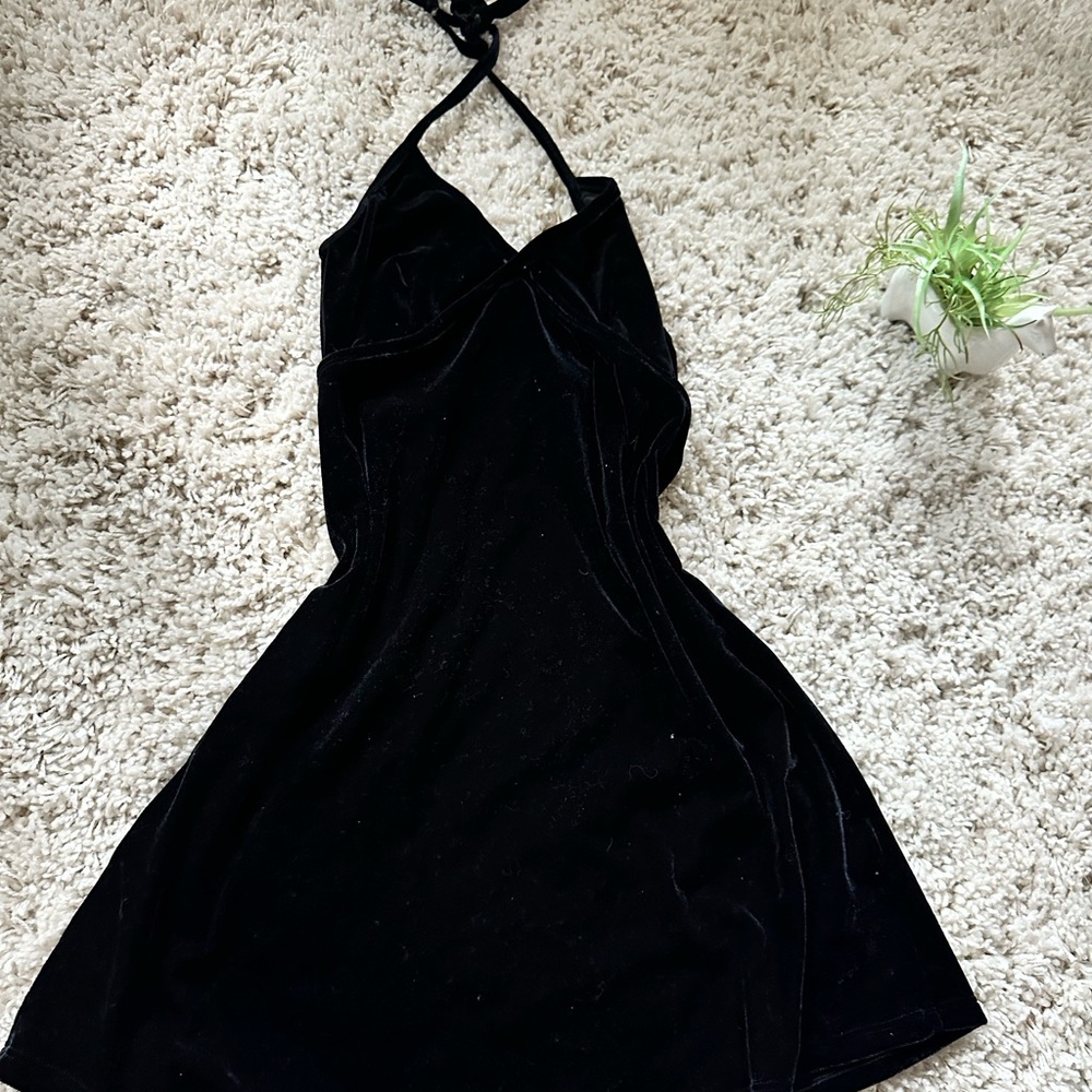 Trilogy Rampage Clothing velvet vintage black tieup date little black dr…